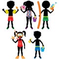 Kids Swimsuit Silhouettes Royalty Free Stock Photo