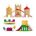 Kids swing, slides and castle