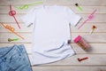 Kids T-shirt mockup with birthday party decor