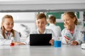 Kids with tablet pc at school laboratory Royalty Free Stock Photo