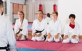 Kids taekwondo group ready to practice