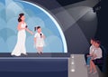 Kids talent show flat color vector illustration