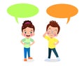 kids talking with a speech bubble Royalty Free Stock Photo
