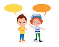 kids talking with a speech bubble Royalty Free Stock Photo