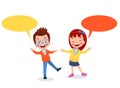 kids talking with a speech bubble Royalty Free Stock Photo