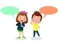 kids talking with a speech bubble Royalty Free Stock Photo
