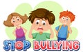 Kids teasing and bullying boy Royalty Free Stock Photo