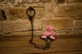 Kids teddy bear prisoner in jail chains Royalty Free Stock Photo