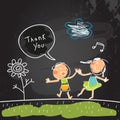 Kids thank you card Royalty Free Stock Photo