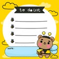 Kids to do list Cub Bear and honey cartoon kawaii vector animal habitat Royalty Free Stock Photo