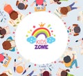 Kids top view. playground zone for kids. background in circle shape Royalty Free Stock Photo