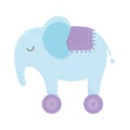 Kids toy elephant with wheels icon design white background