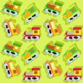 Kids toy train and luggage toys seamless pattern - vector Royalty Free Stock Photo