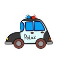 kids toy police car in cartoom style Royalty Free Stock Photo