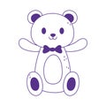 Kids toy teddy bear with bow tie cartoon icon design white background line style Royalty Free Stock Photo