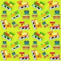 Kids toy train and luggage toys seamless pattern - vector Royalty Free Stock Photo