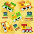 Kids toy train and luggage toys seamless pattern - vector Royalty Free Stock Photo