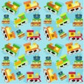 Kids toy train and luggage toys seamless pattern - vector Royalty Free Stock Photo
