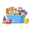 Kids toys in a box Royalty Free Stock Photo