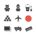 Kids toys glyph icons set Royalty Free Stock Photo