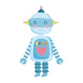 Kids toys little robot cartoon isolated icon design white background