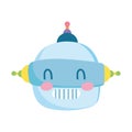 Kids toys robot head cartoon isolated icon design white background