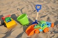 Kids toys on sandy beach Royalty Free Stock Photo