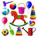 Kids toys. Set of toys for children of early childhood age.