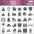 Kids toys solid icon set, Children toys symbols collection or sketches. Baby toy glyph style signs for web and app Royalty Free Stock Photo