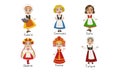 Kids in Traditional Costumes Set, France, Germany, Italy, Ukraine, Russia, Finland Vector Illustration