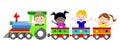 Happy Kids Children on Train Isolated