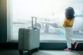 Kids Traveling Concept. Backside of A Two Years old Girl Waiting Royalty Free Stock Photo