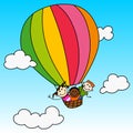 Kids in hot air balloon.