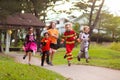 Kids trick or treat. Halloween fun for children Royalty Free Stock Photo