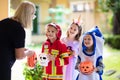 Kids trick or treat. Halloween fun for children Royalty Free Stock Photo