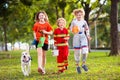 Kids trick or treat. Halloween fun for children Royalty Free Stock Photo