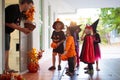 Kids trick or treat. Halloween. Child at door Royalty Free Stock Photo