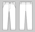 KIds trousers design template. Male pants. Front and back view.