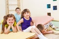 Kids on tumbling mats Royalty Free Stock Photo