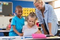 Kids using digital tablet in classroom Royalty Free Stock Photo