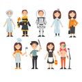 Kids of Various Professions Set, Doctor, Firefighter, Astronaut, Businesswoman, Chef Cook, Police Officer, Maid, Singer