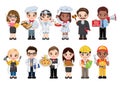 Kids Vector Characters Collection with Set of 12 Different Professions in Flat icon Style Royalty Free Stock Photo