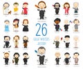 Set of 26 great writers of History in cartoon style Royalty Free Stock Photo