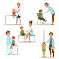 Kids Visit A Doctor Icon Set