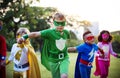 Kids Wear Superhero Costume Outdoors