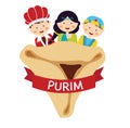 Kids wearing costumes from Purim story. arranged Royalty Free Stock Photo