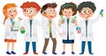 Kids wearing lab coats