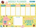 Kids weekly calendar planner with fox