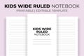 Kids Wide Ruled Notebook KDP Interior