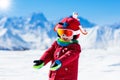 Kids winter snow sport. Children ski. Family skiing. Royalty Free Stock Photo